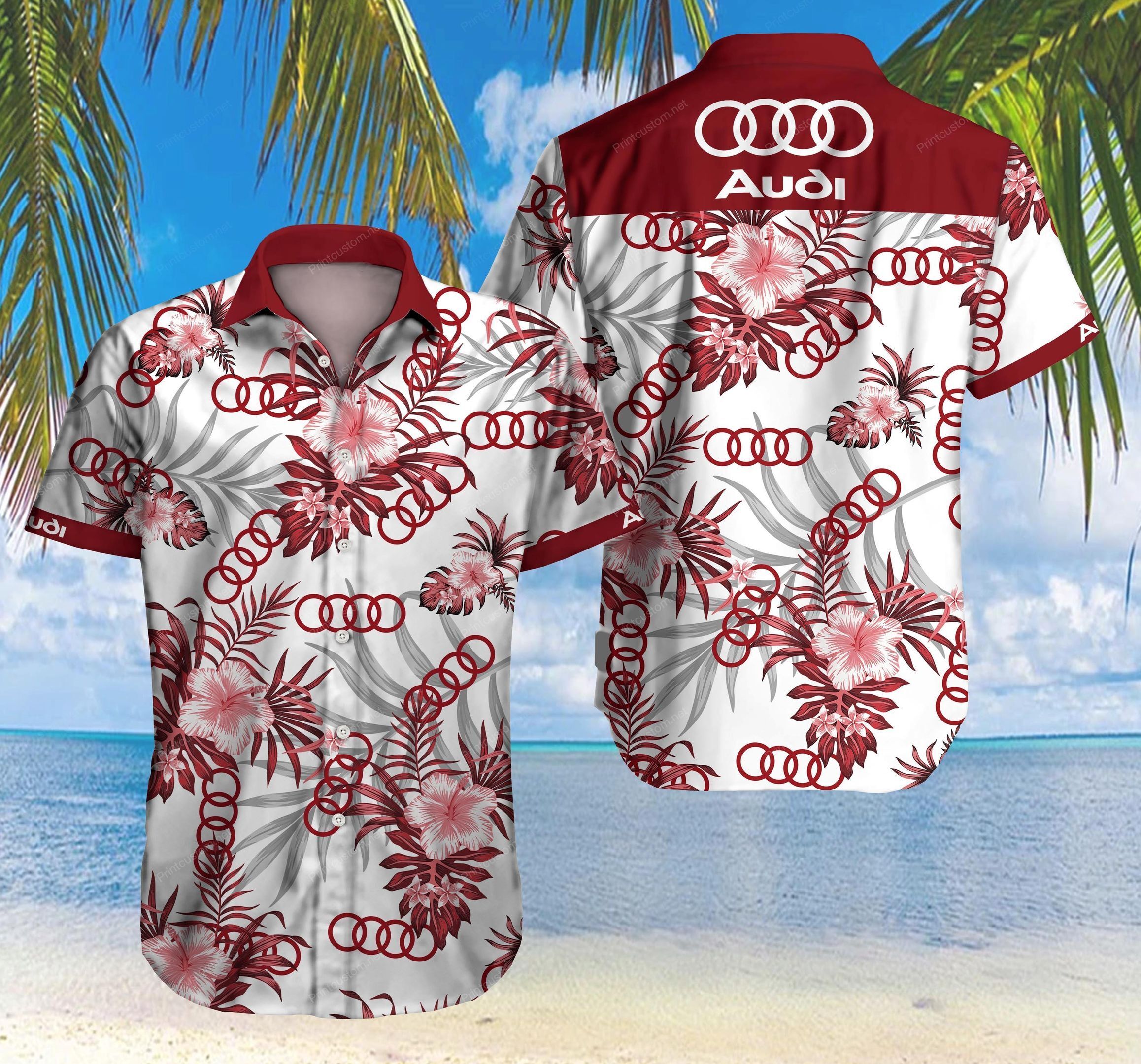 Tlmus Audi Hawaiian Shirt Summer Button Up For Men Beach Wear Short Sleeve Hawaiian Ha35070