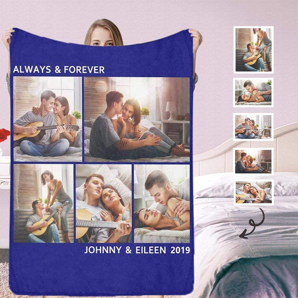 Custom Blanket With Picture & Text Personalized Throw Blankets Gift For Couples 60″X 80″