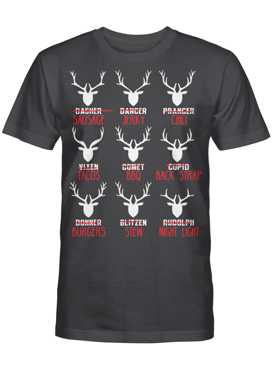 AmazeStyleZ Santa’s Reindeer, Ugly Christmas Sweater, Christmas Gift Ideas, Christmas TreeFunny Deer design – Hunters All of Santa’s Reindeer design T-Shirt