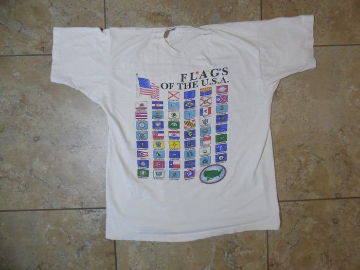 Vtg Flags Of The Usa America American Patriotic Shirt