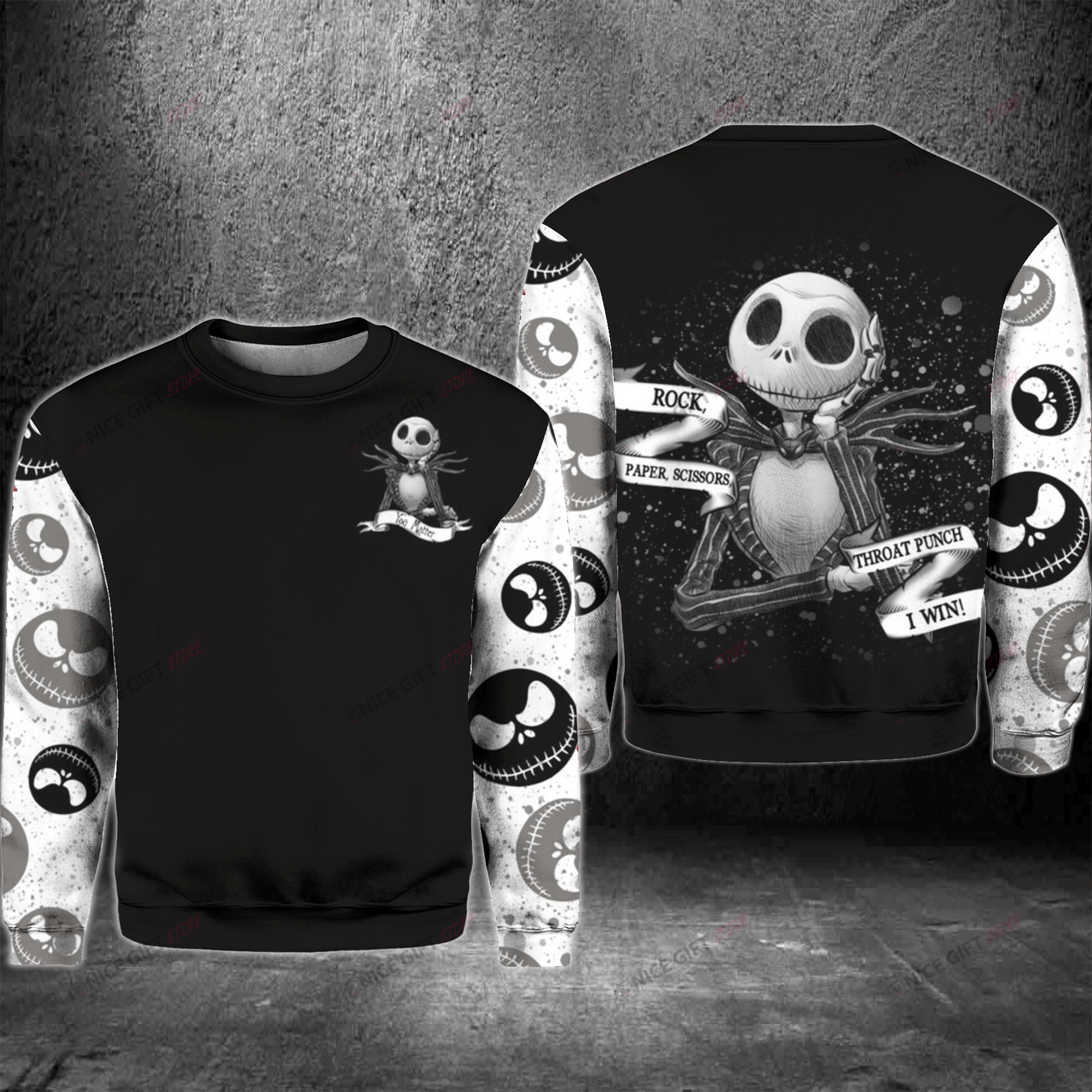 Rock, Paper, Scissors, Throat Punch, I Win! Crewneck Sweatshirt 3Cs-J1E6