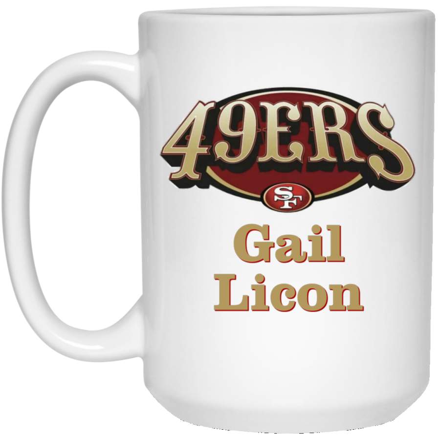 Custom Personalized San Francisco 49ers Logo Old Style Text Gail Licon 21504 15 oz. White Mug