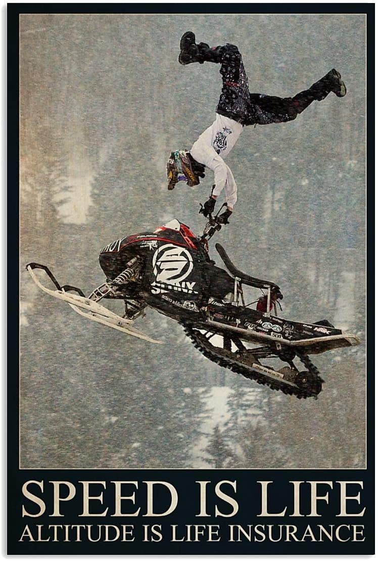 Vintage Man Riding Snocross Altitude Is Life Insurance Poster Art Print      Home Decor Gift For Men Women Family Friend On Birthday Xmas