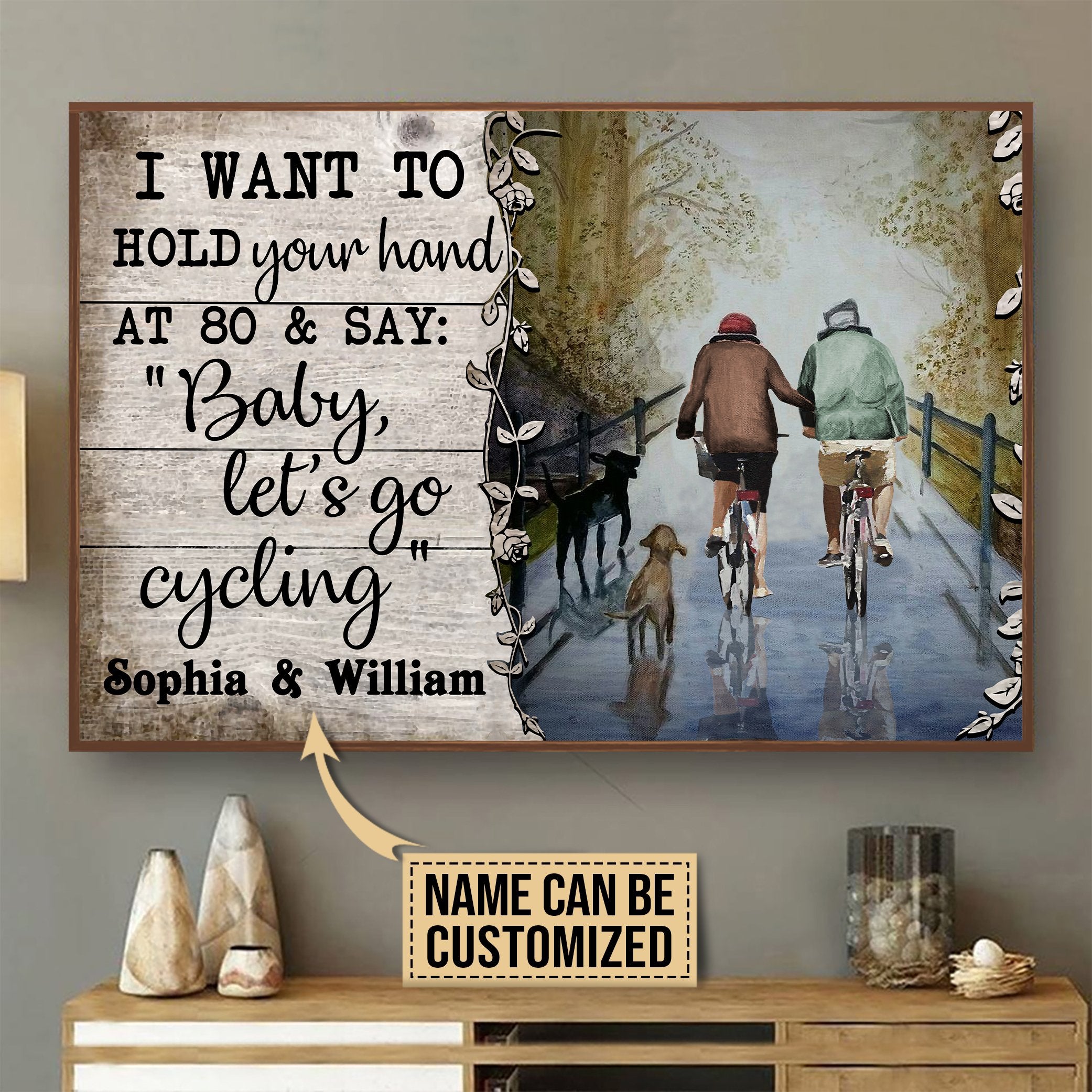 Aeticon Gifts Personalized Cycling Hold Your Hand Canvas Mom Dad Gift Home Decor