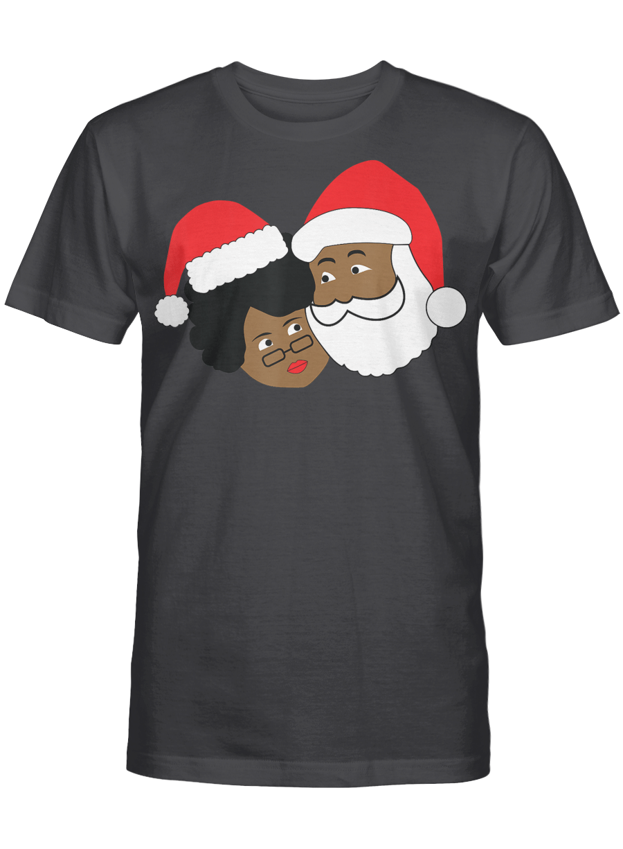 AmazeStyleZ Santa’s Reindeer, Ugly Christmas Sweater, Christmas Gift Ideas, Black Santa Claus and Mrs. Claus Ethnic Christmas T-Shirt