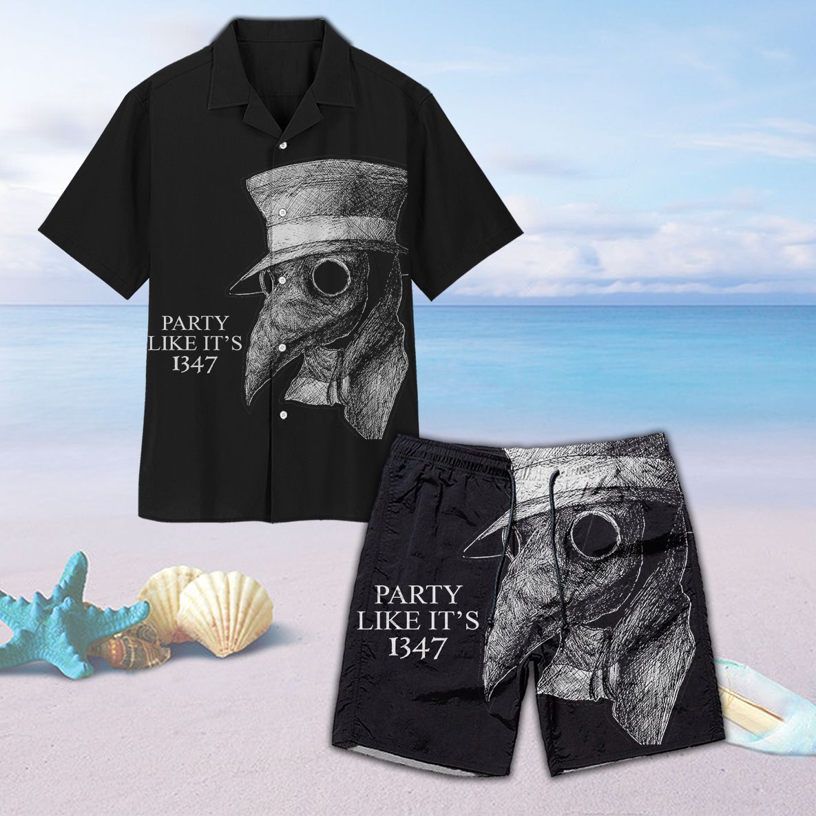 Party Like 1347 Unisex Hawaiian Shirt Beach Plague Doctor Hawaiian Ha20523