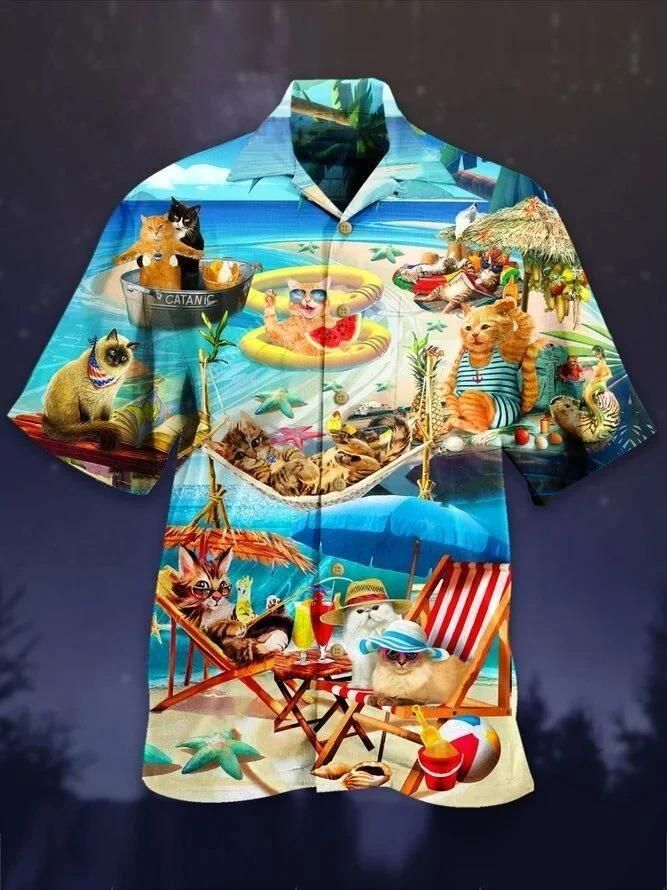 Apayprint Beach Aloha Hawaiian Shirt Colorful Short Sleeve Summer Beach Casual Shirt For Men And Women