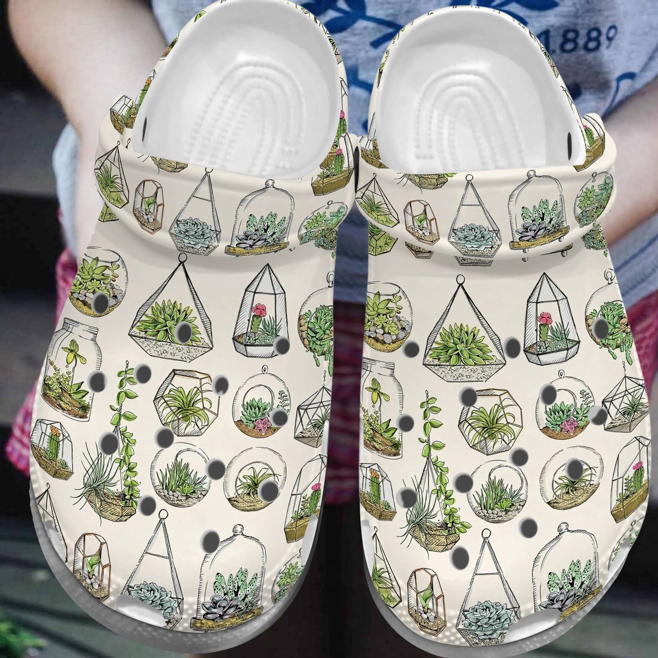 Succulent Personalize Clog, Custom Name, Text, Fashion Style For Women, Men, Kid, Print 3D Succulent Art