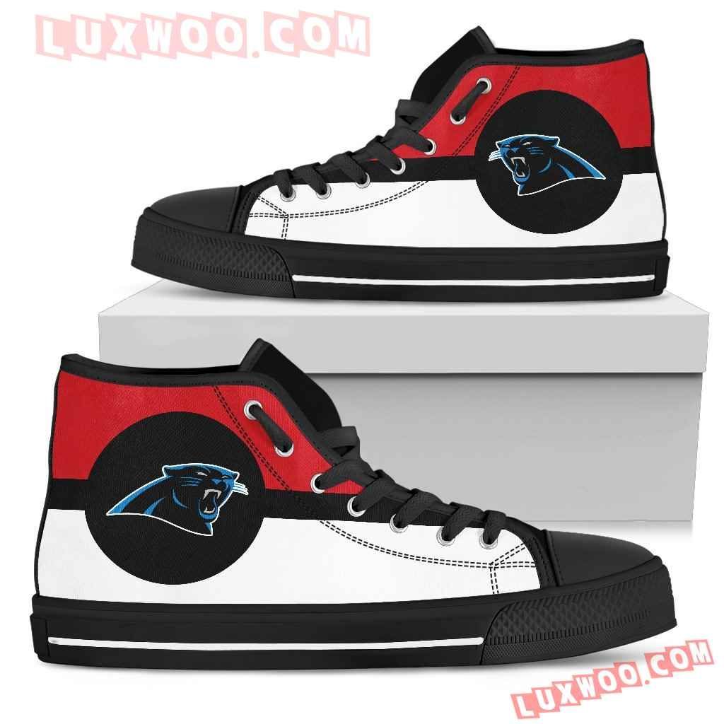 Bright Colours Open Sections Great Logo Carolina Panthers High Top Shoes Sport Sneakers