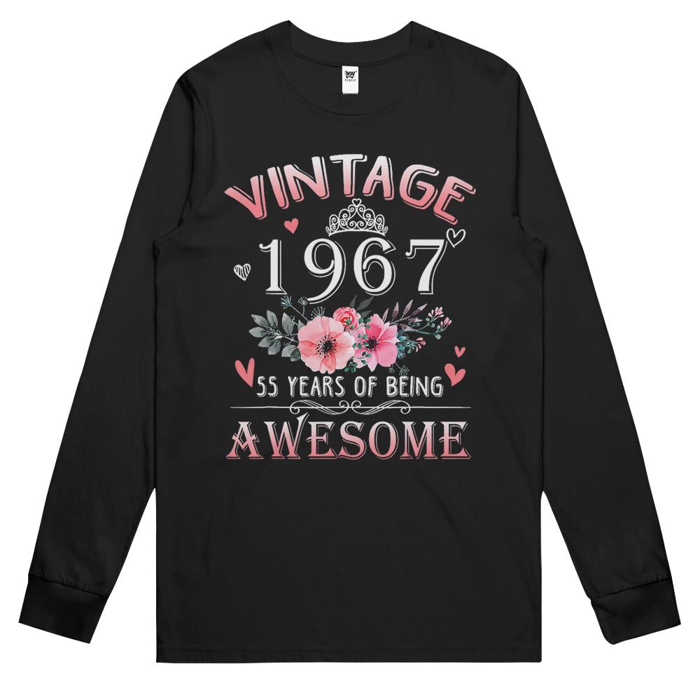 55 Year Old Made In Vintage 1967 55Th Birthday Gifts Women Long Sleeve T Shirts