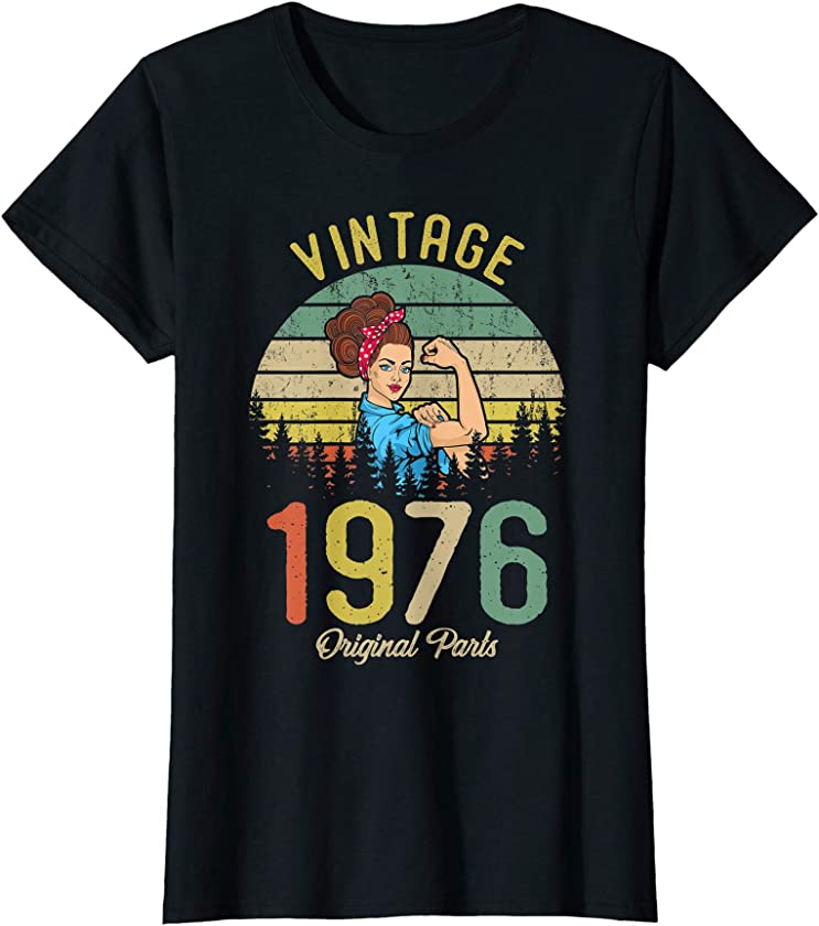 Vintage Made In 1976 44th Birthday Gift Idea Original Parts T-Shirt