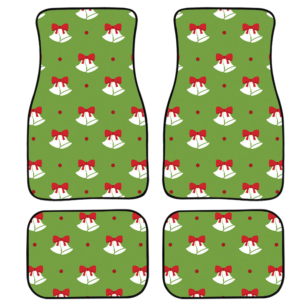 Merry Christmas Bells Pattern Print Front And Back Car Floor Mats, Front Car Mat