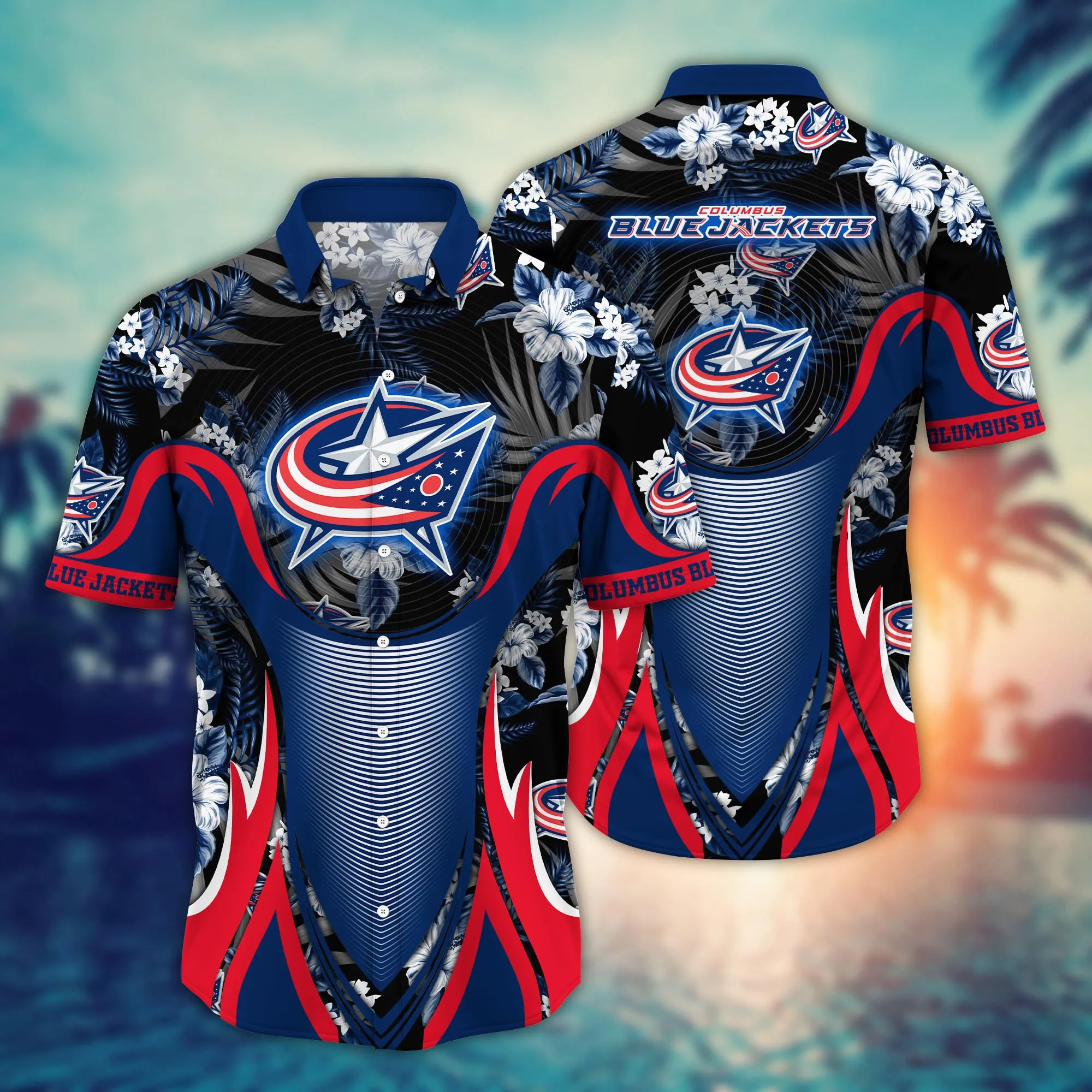 Columbus Blue Jackets Nhl Hawaiian Shirt Surfing Aloha Shirt