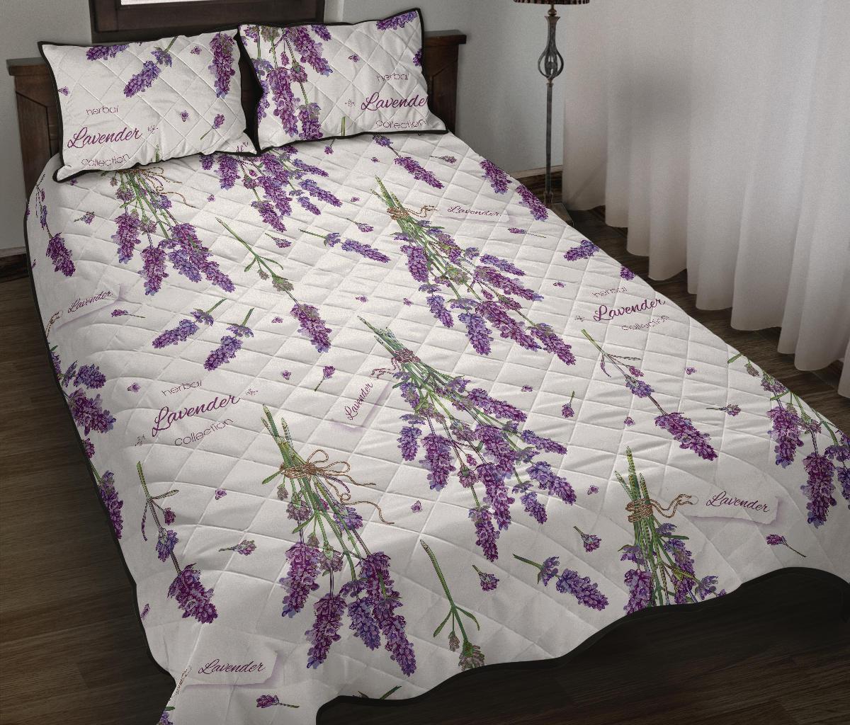 lavender flower design pattern Quilt Bed Set