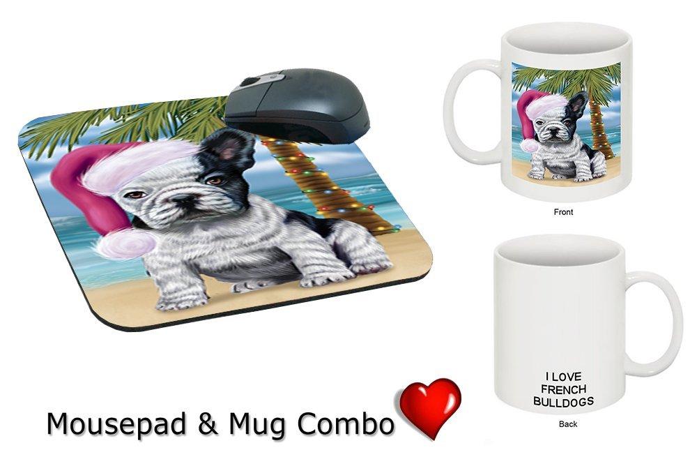 Summertime French Bulldog Puppy On Beach Christmas Mug & Mousepad Combo Gift Set Mmcg1115