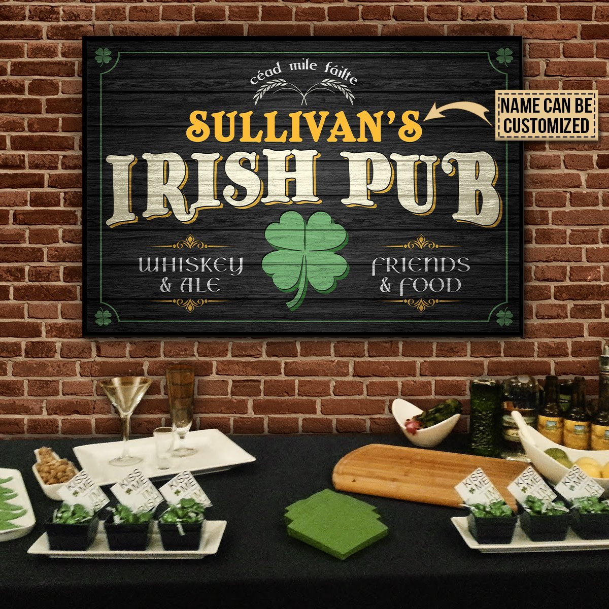 Aeticon Gifts Personalized Irish Pub Friend And Food Canvas Mom Dad Gift Home Decor