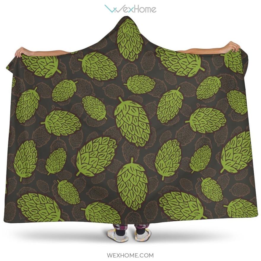 Hop Pattern Black Background Hooded Blanket