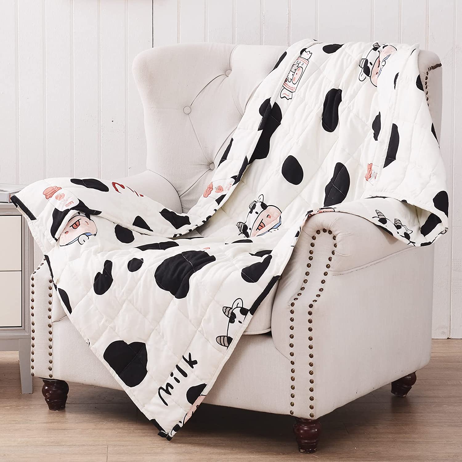 Weighted Blanket For Kids – Soft And Cute Cow Print Weighted Comforter With Premium Glass Beads, Weighted Lap Pad For Teens, Baby, Girls And Boys (5 Lbs, 36 X 48 Inches)