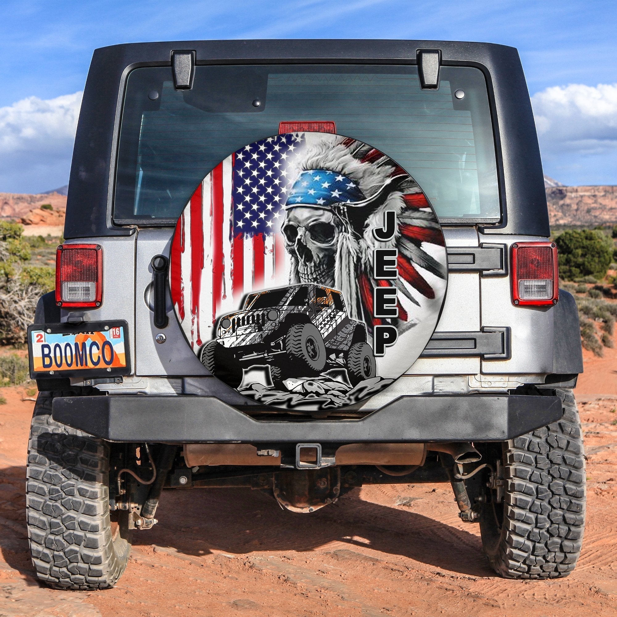 Native American Skull Mix Jeep Spare Tire Cover No.7 Lt6