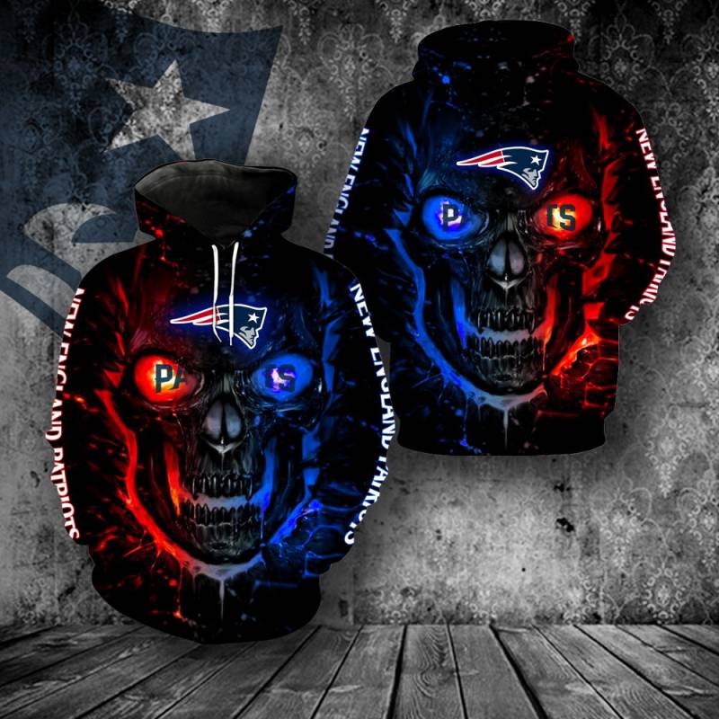 New England Patriots 3D Skull All Over Printed