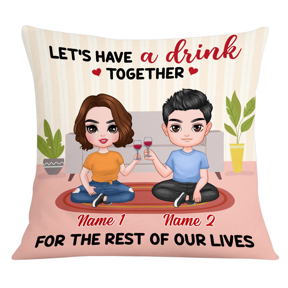 Personalized Couple Icon Drink Together Pillow Db241 95O53