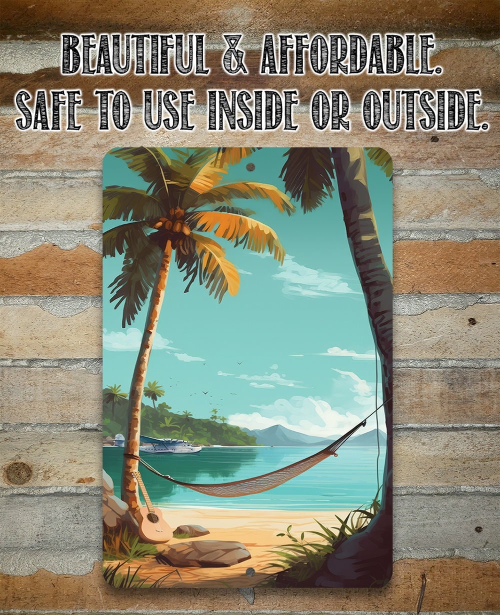 Another Day in Paradise – Beach House and Summer Surfing Decor – 8″ x 12″ or 12″ x 18″ Aluminum Tin Awesome Metal Poster