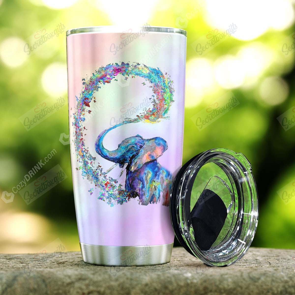 Personalized Elephant Rainbow Gs-Cl-Ml1903 Stainless Steel Tumbler Customize Name, Text, Number