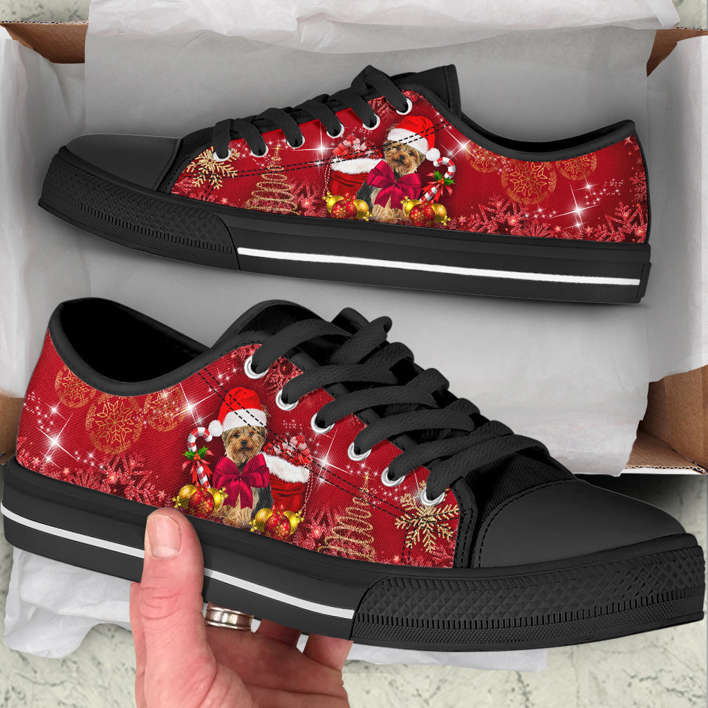 Yorkshire Terrier Christmas Gift Low Top Shoes Canvas Print Lowtop Fashionable Casual Shoes Gift For Adults