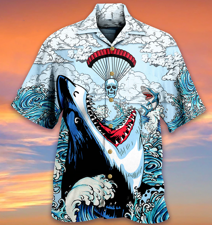 Shark Love Skull Style Hawaiian Shirt 3D