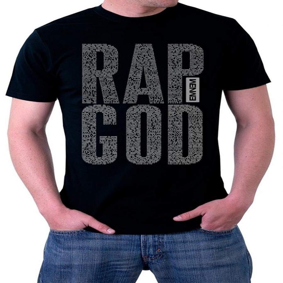 Cotton Letter Print T-shirt Eminem Rap God Lyrics Logo Men’s Fashion T-Shirt