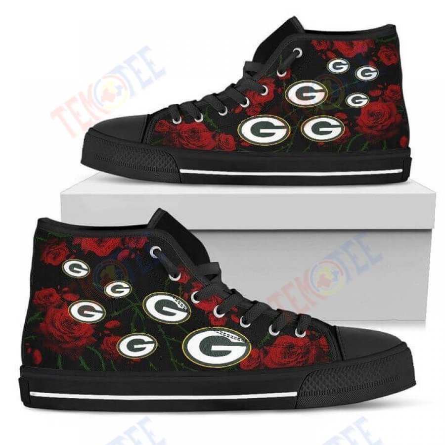 Mens Womens Lovely Rose Thorn Incredible Green Bay Packers High Top Shoes TMT425