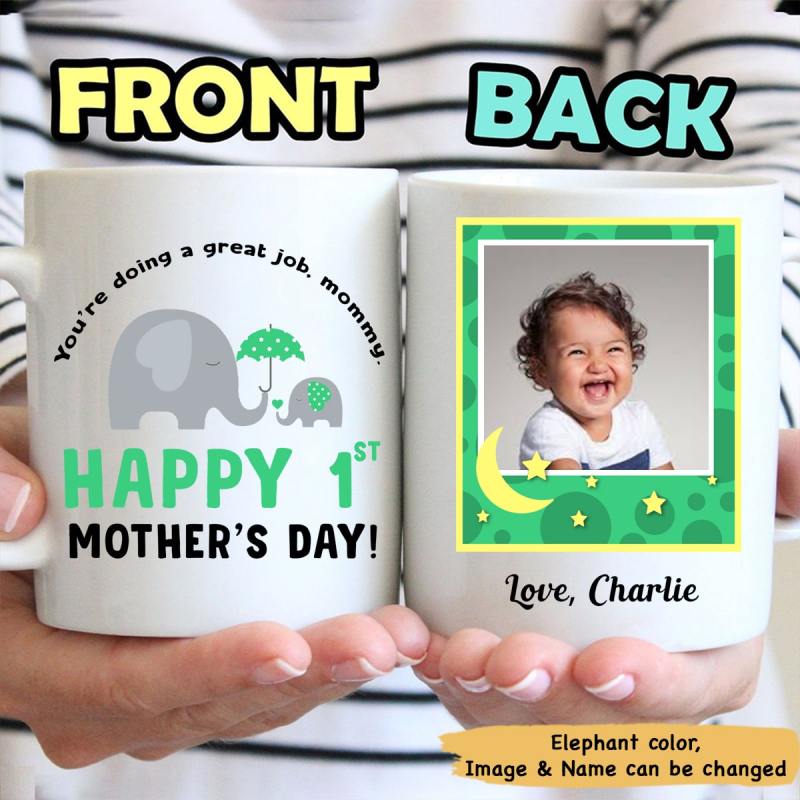 Personalized Elephant Happy 1St Mother Day Custom Mug