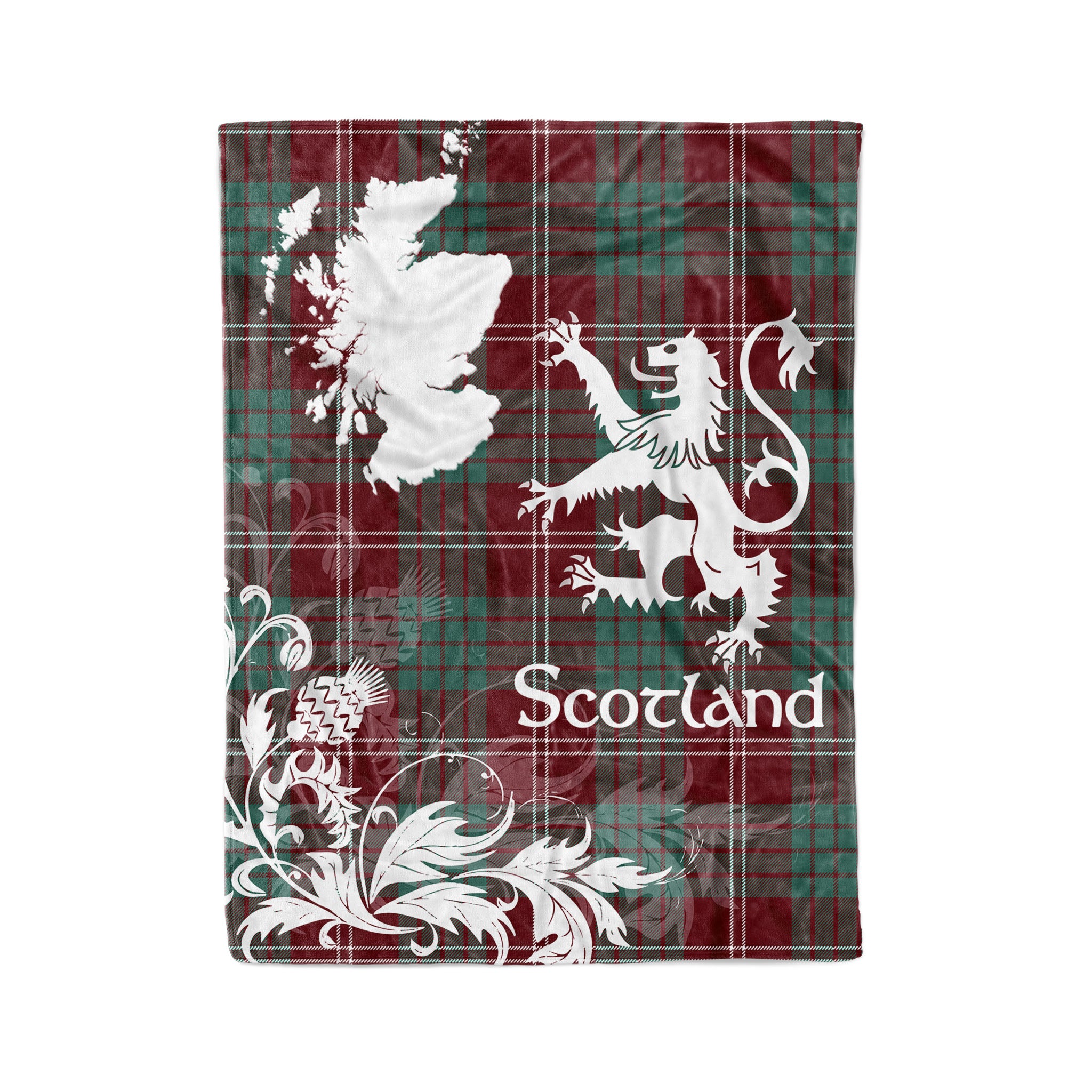 Tartan Plaid Fleece Blanket Tartan Blanket Thistle And Lion Scottish Clan Crawford Plaid Blanket