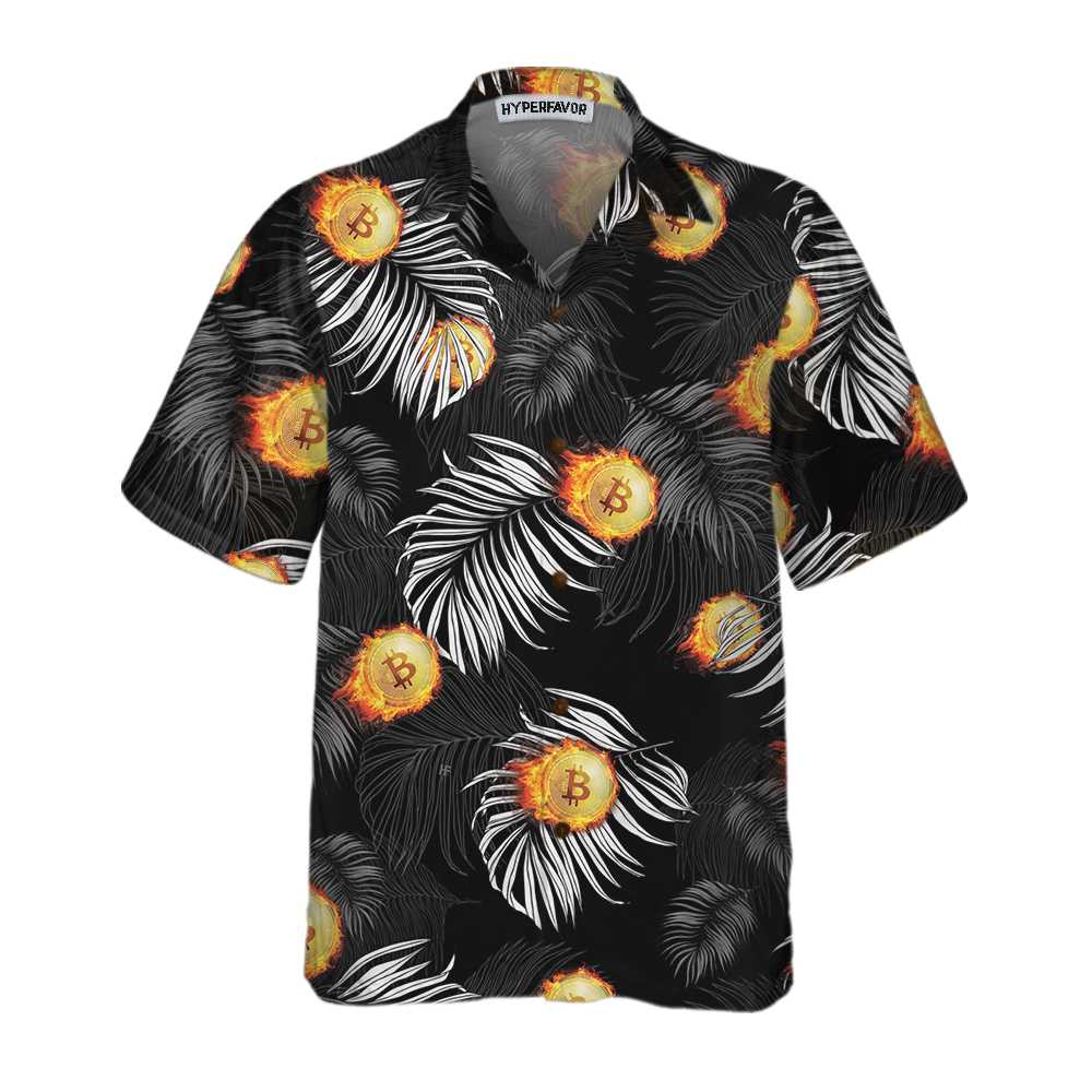 Bitcoin Flame And Tropical Pattern Hawaii Unique Shirt For Men Women Ha73221