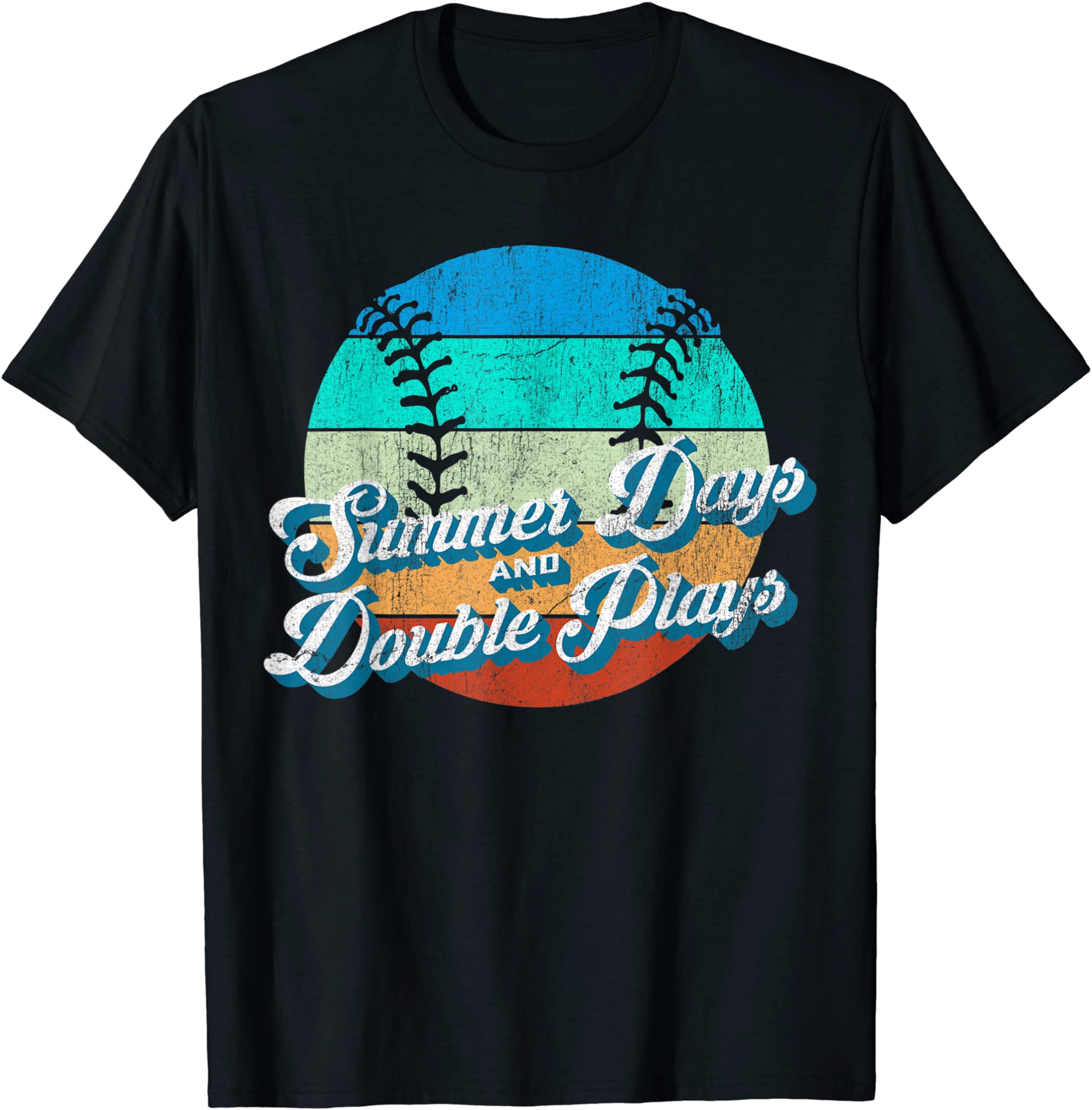 70s Style Retro Baseball Summer Days and Double Plays Tshirt T-Shirt