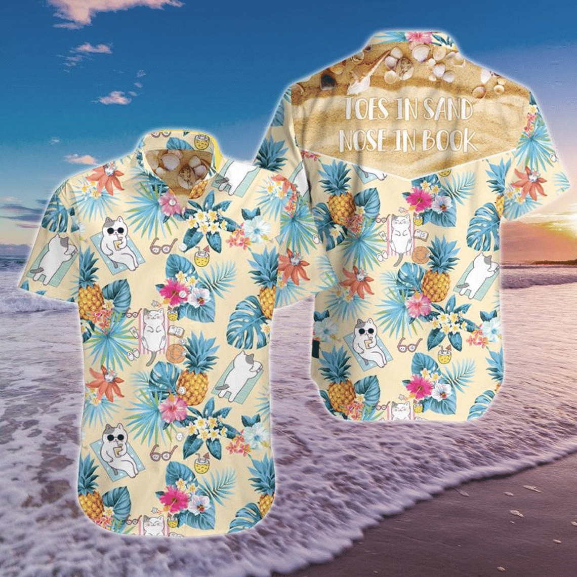 Cat Book Lover Hawaiian Summer Hawaiian Shirt Ha23257