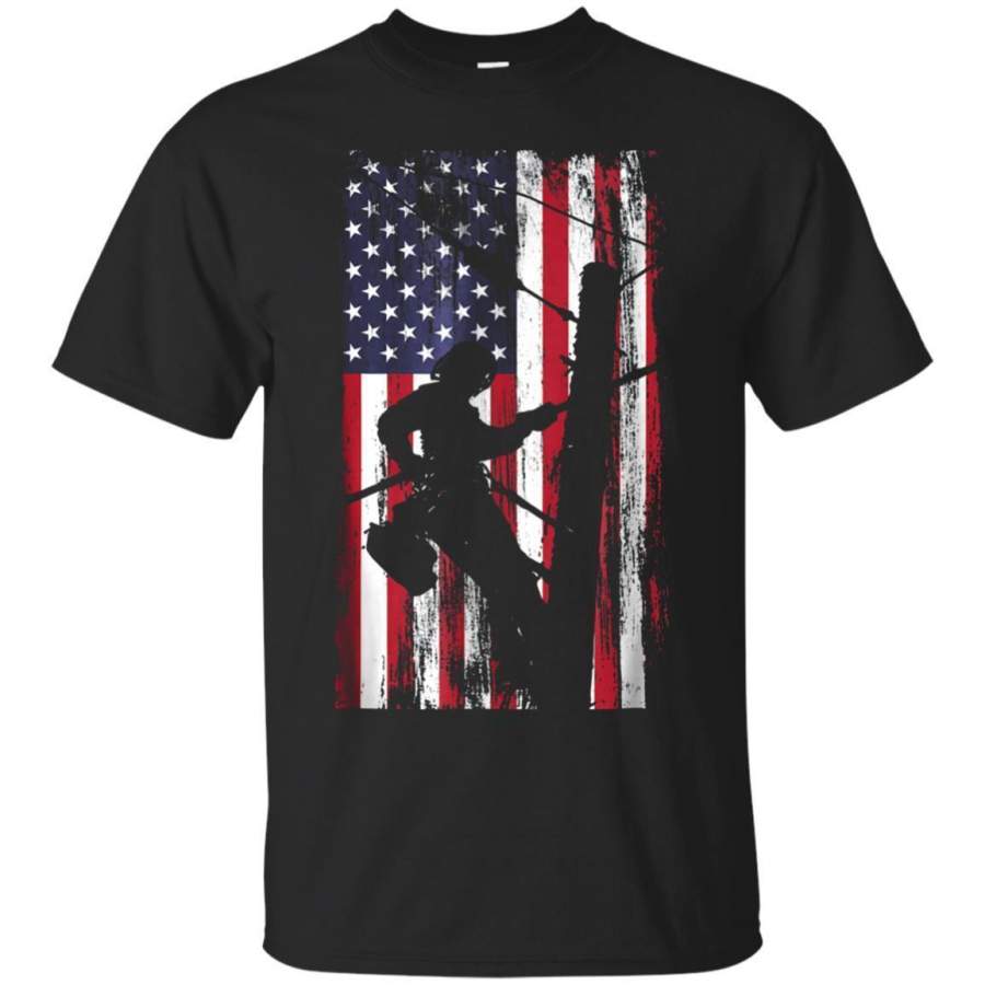 AGR Mens Lineman Tshirt American Flag Patriotic 4th Of July Gift Jaq T-shirt