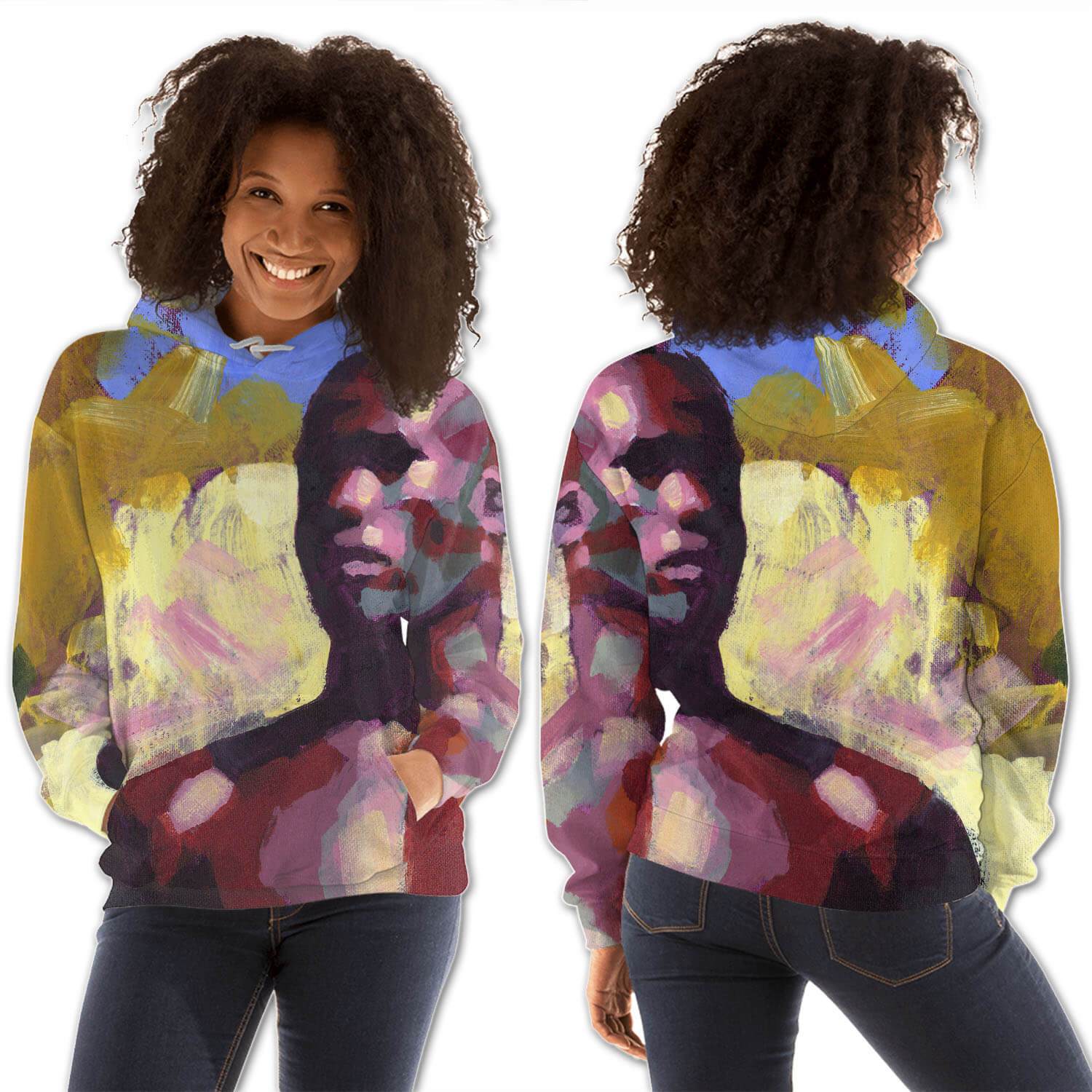 African American Hoodies Cute Black Girl All Over Print Womens Hooded Sweatshirt Modern Afrocentric Clothing BPS08462