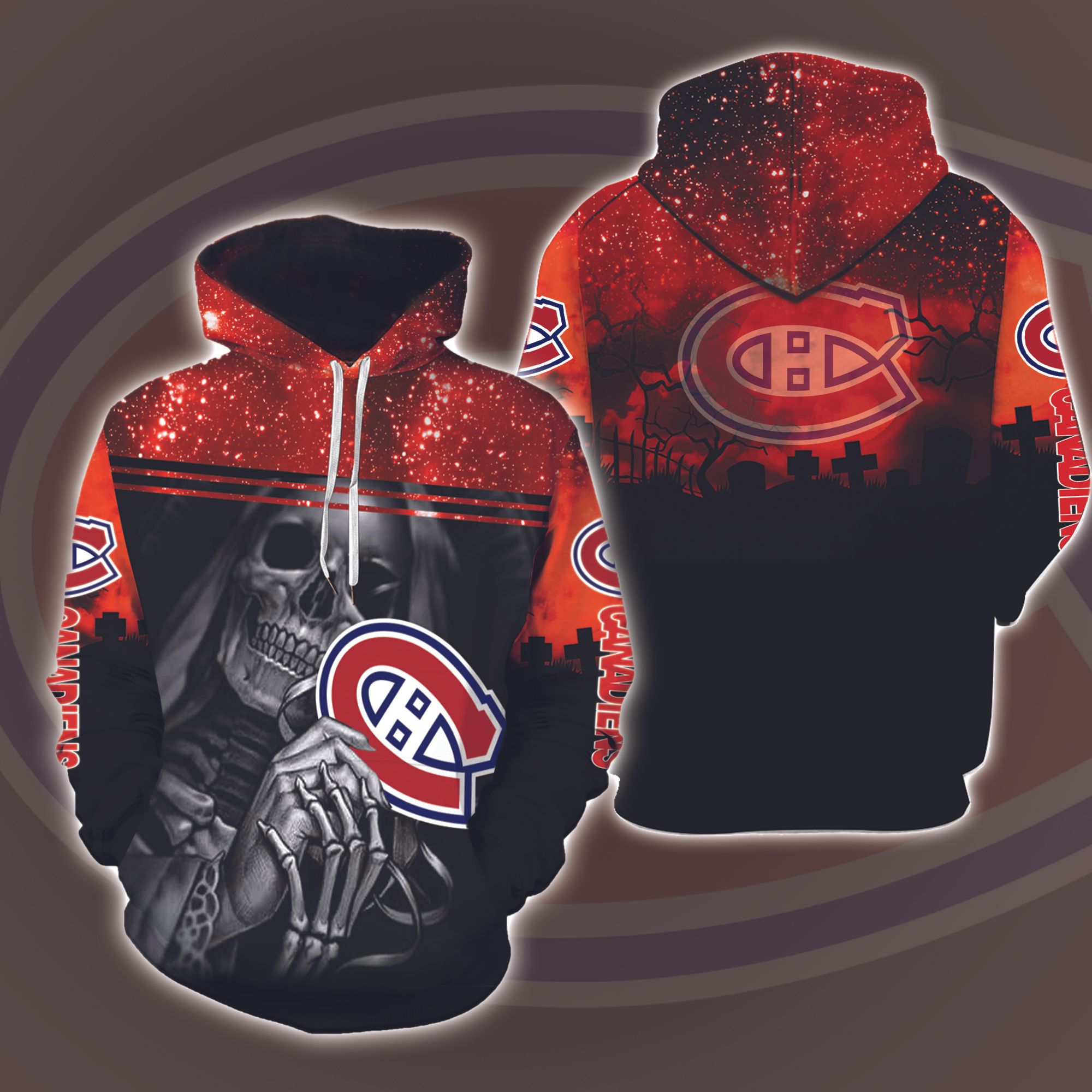 Montreal Canadiens Skull Halloween 3D Printed Hoodie