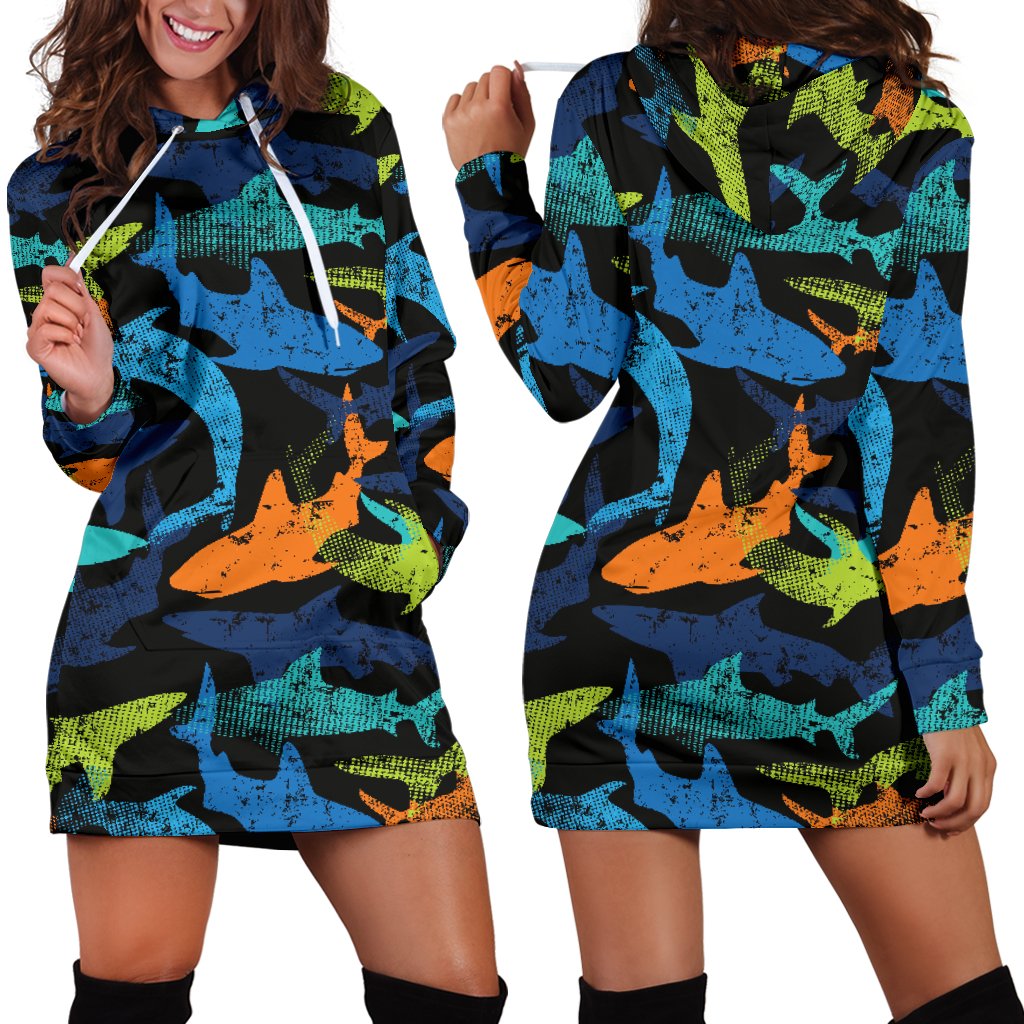 Colorful Shark Women’S Hoodie Dress