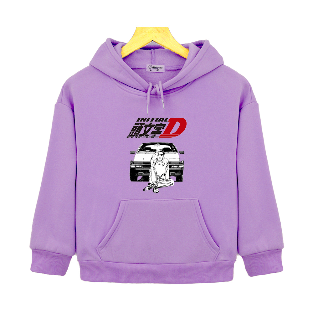 Anime Initial D Drift Hoodie Japanese Sweatshirt Print Trend Kids Clothes Girls Hip-Hop Boy Streetwear Kids Top Children Outwear alx