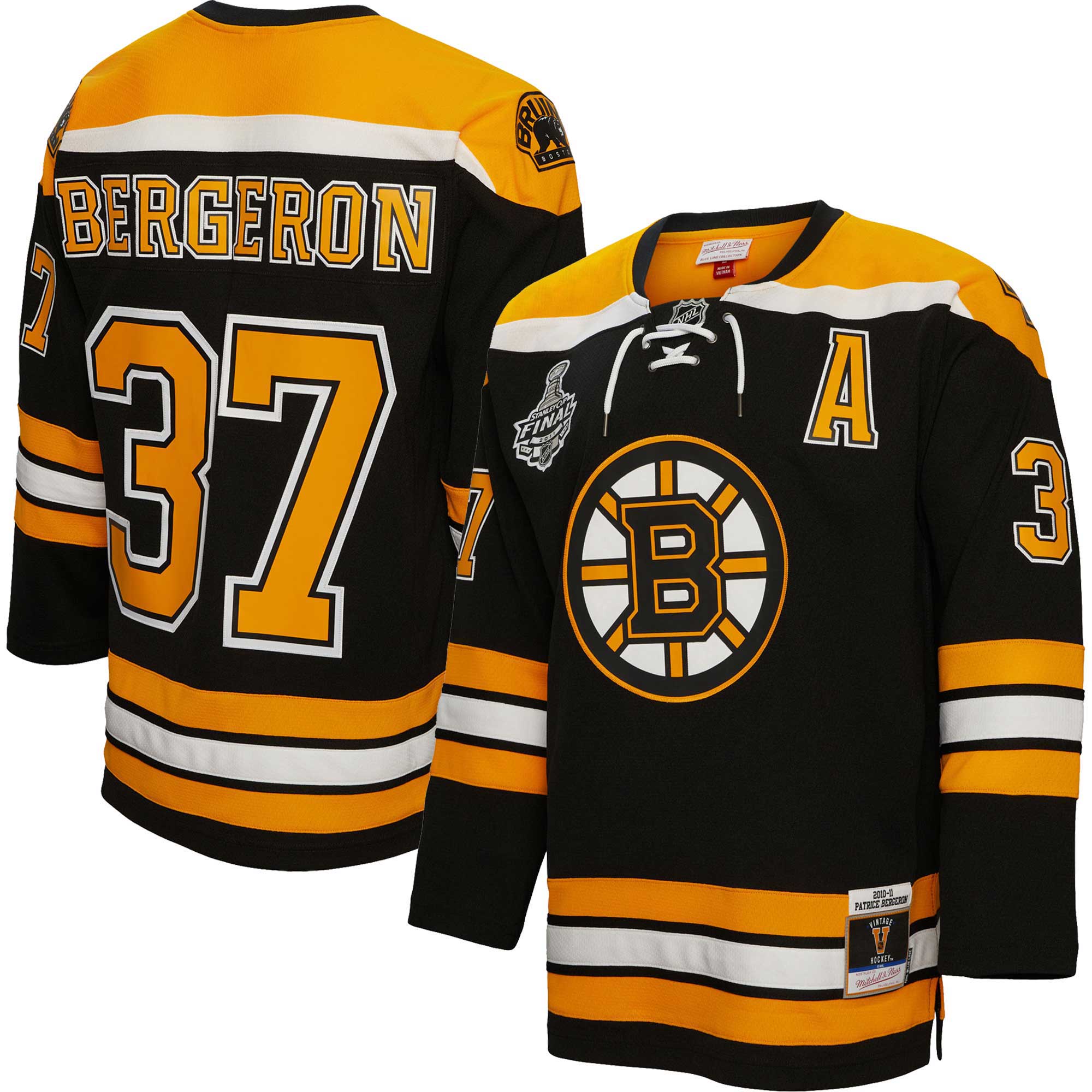 Patrice Bergeron Boston Bruins Mitchell & Ness Alternate Captain Patch 2010/11 Blue Line Player Jersey – Black