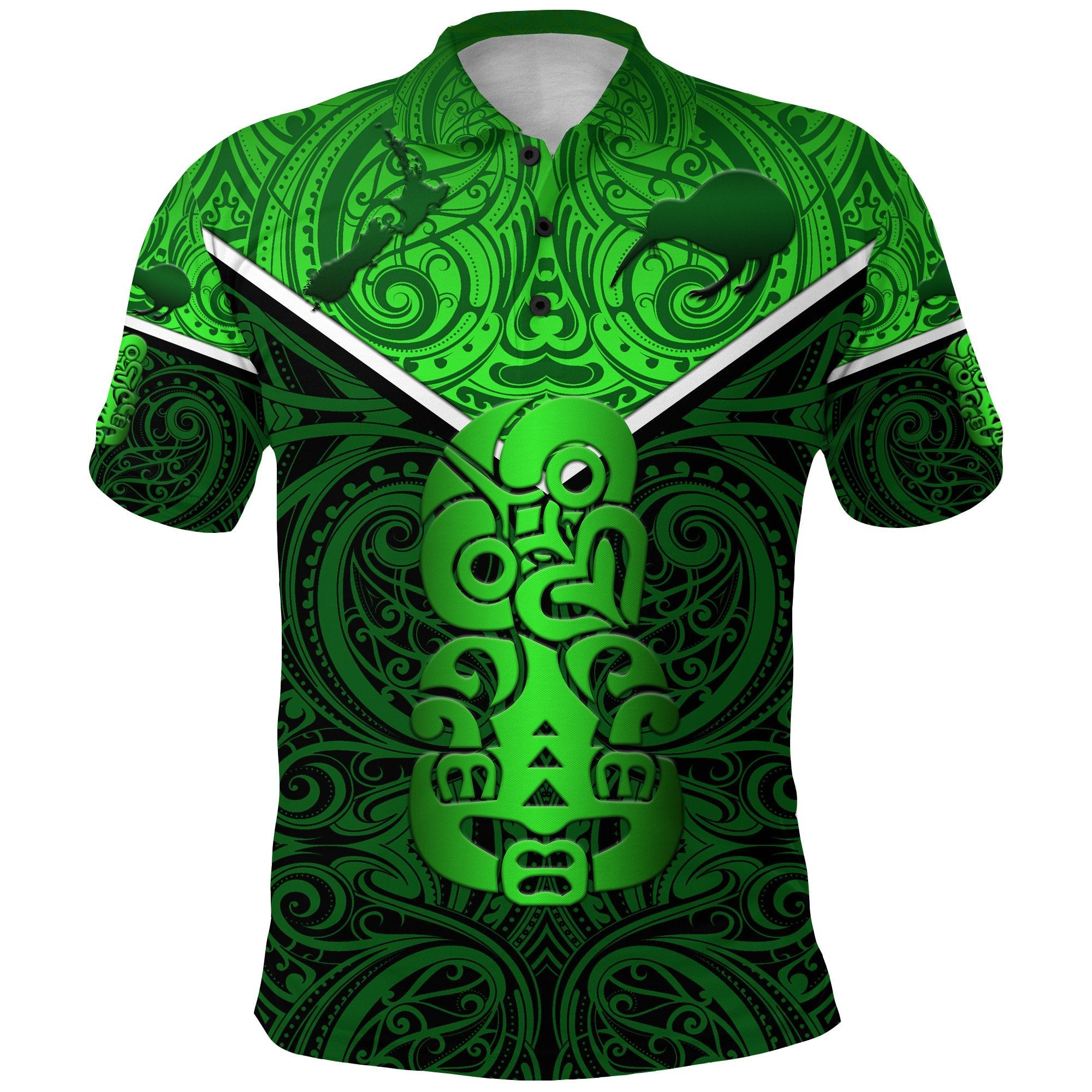 New Zealand Maori Rugby Polo Shirt Pride Version – Green