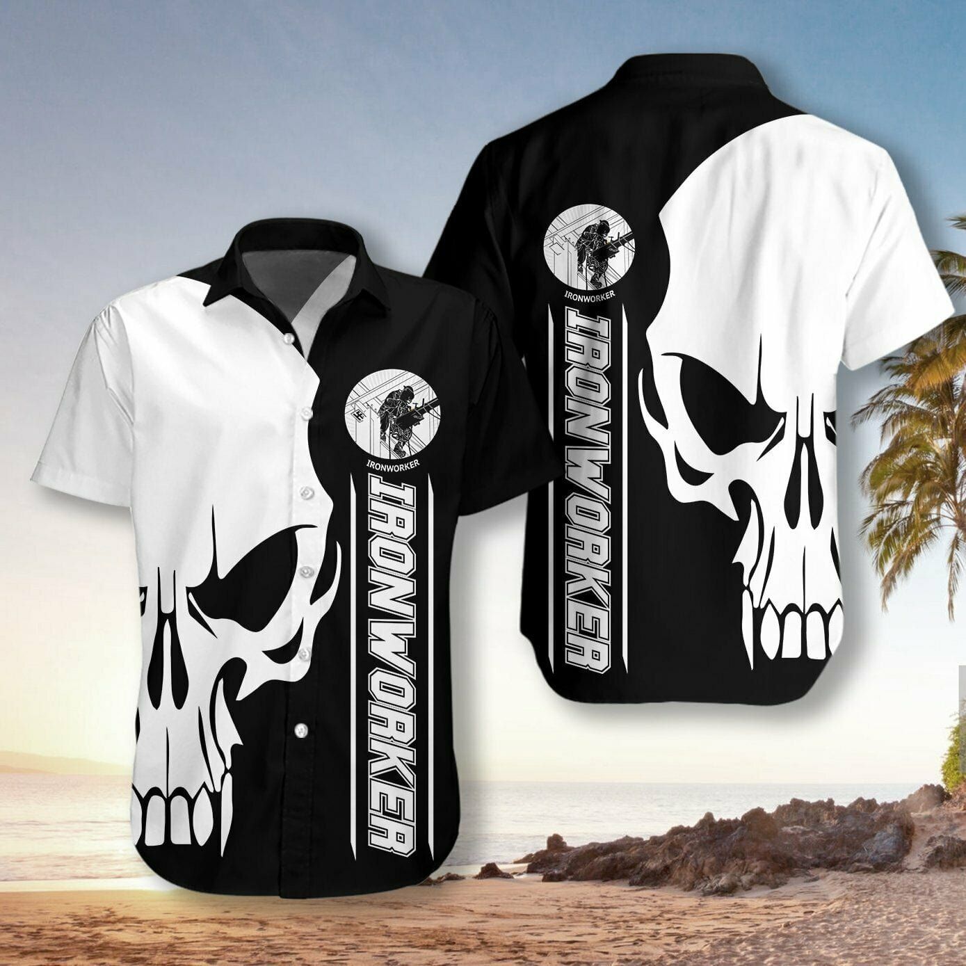 Felacia Ironworker Skull Unisex Hawaiian Ha47183