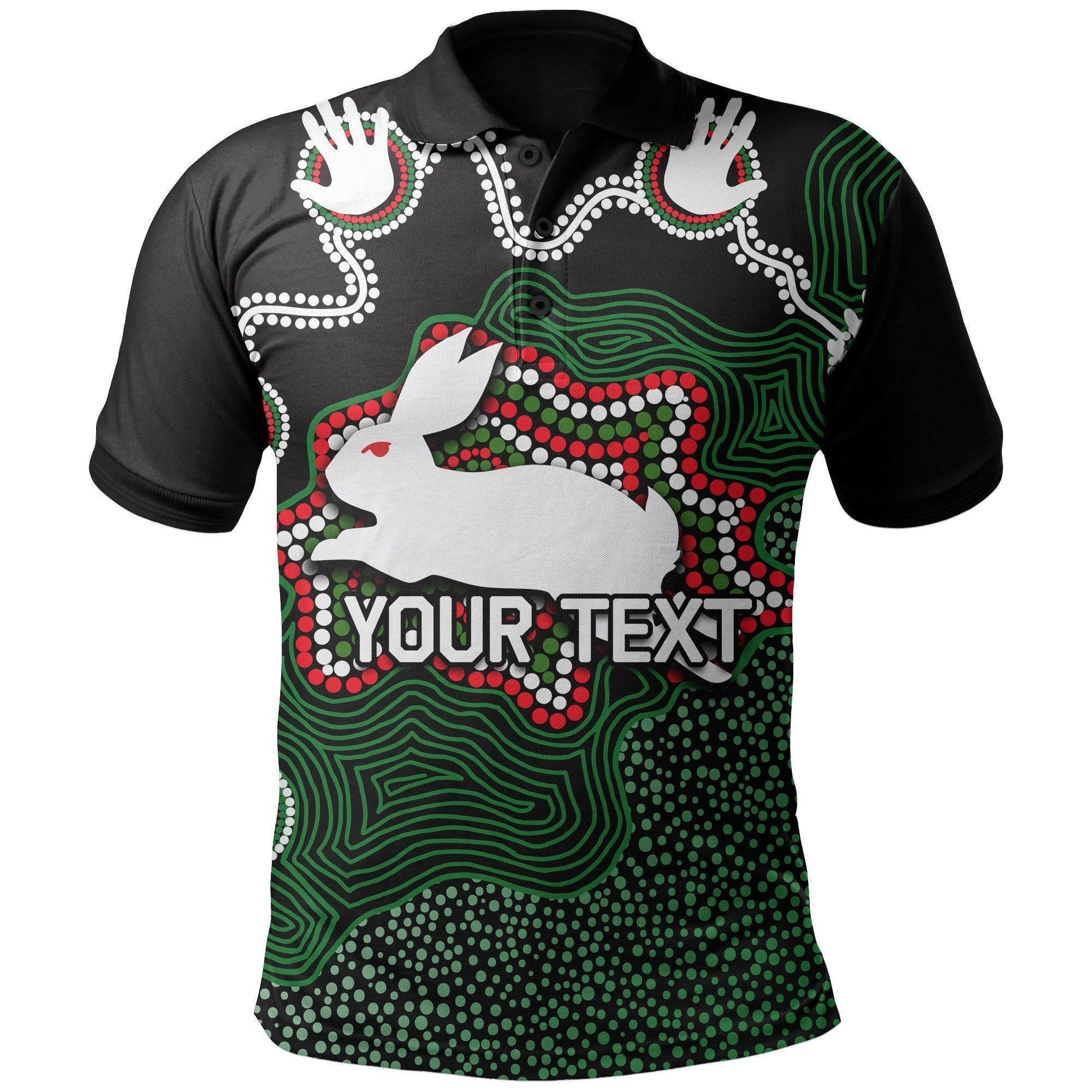 (Custom Personalised)Rabbitohs Polo Shirt Aboriginal 2 TH4