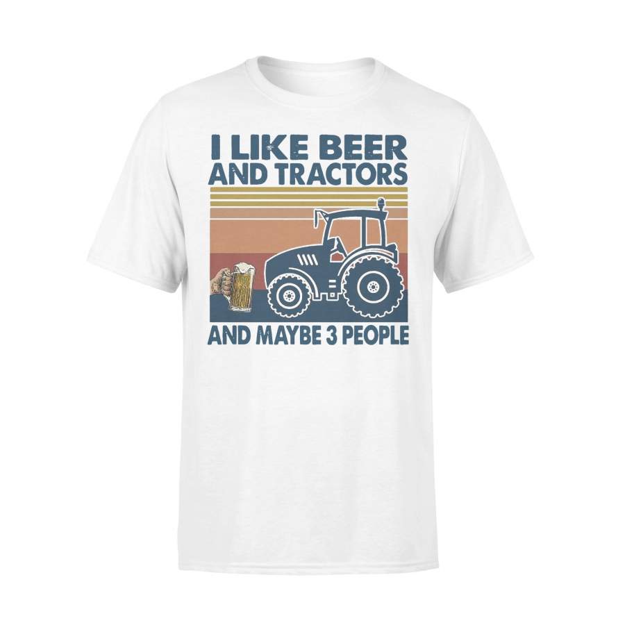 I Like Beer And Tractors And Maybe 3 People Vintage T-shirt