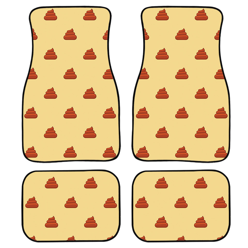 Brown Poop Pattern Print Front And Back Car Floor Mats, Front Car Mat