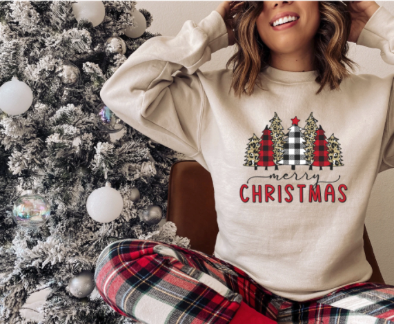 Womens Christmas Sweatshirt, Buffalo Plaid Sweatshirt, Christmas Outfit, Christmas Sweater, Christmas Sweatshirt, Christmas Pajamas Unisex