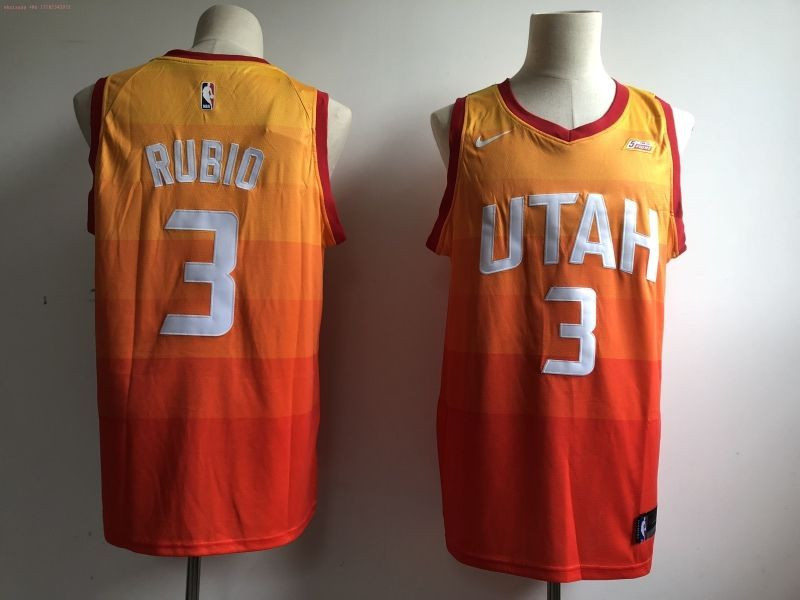 Utah Jazz Ricky Rubio #3 2020 NBA New Arrival Gradient Orange Jersey