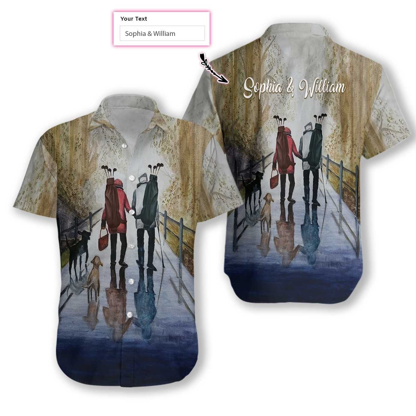 Shop Personalized Couple Golf I Wanna Hold Your Hand Hawaiian Aloha Shirts V